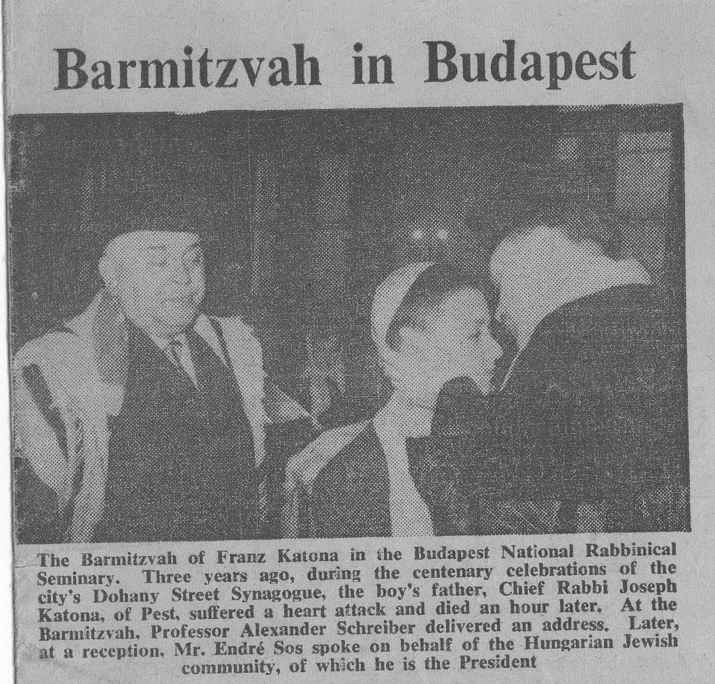 3 - Scheiber Sándor Katona Ferenc barmicvóján. Jewish Chronicle, 1962. október 5.