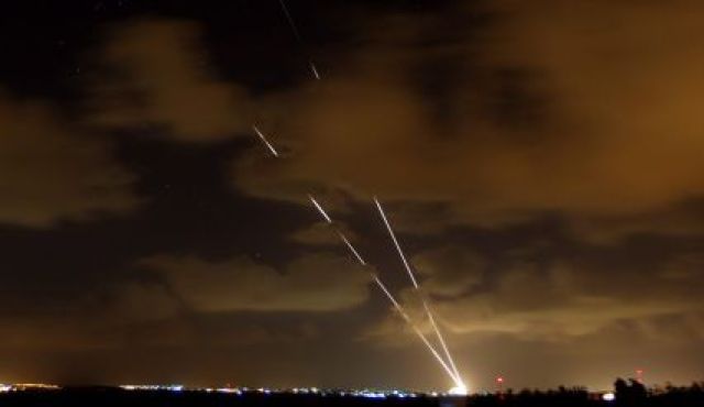 Rockets being fired toward Isreal from the Gaza Strip