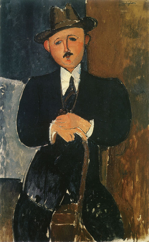 Modigliani-Seated-Man-with-Cane