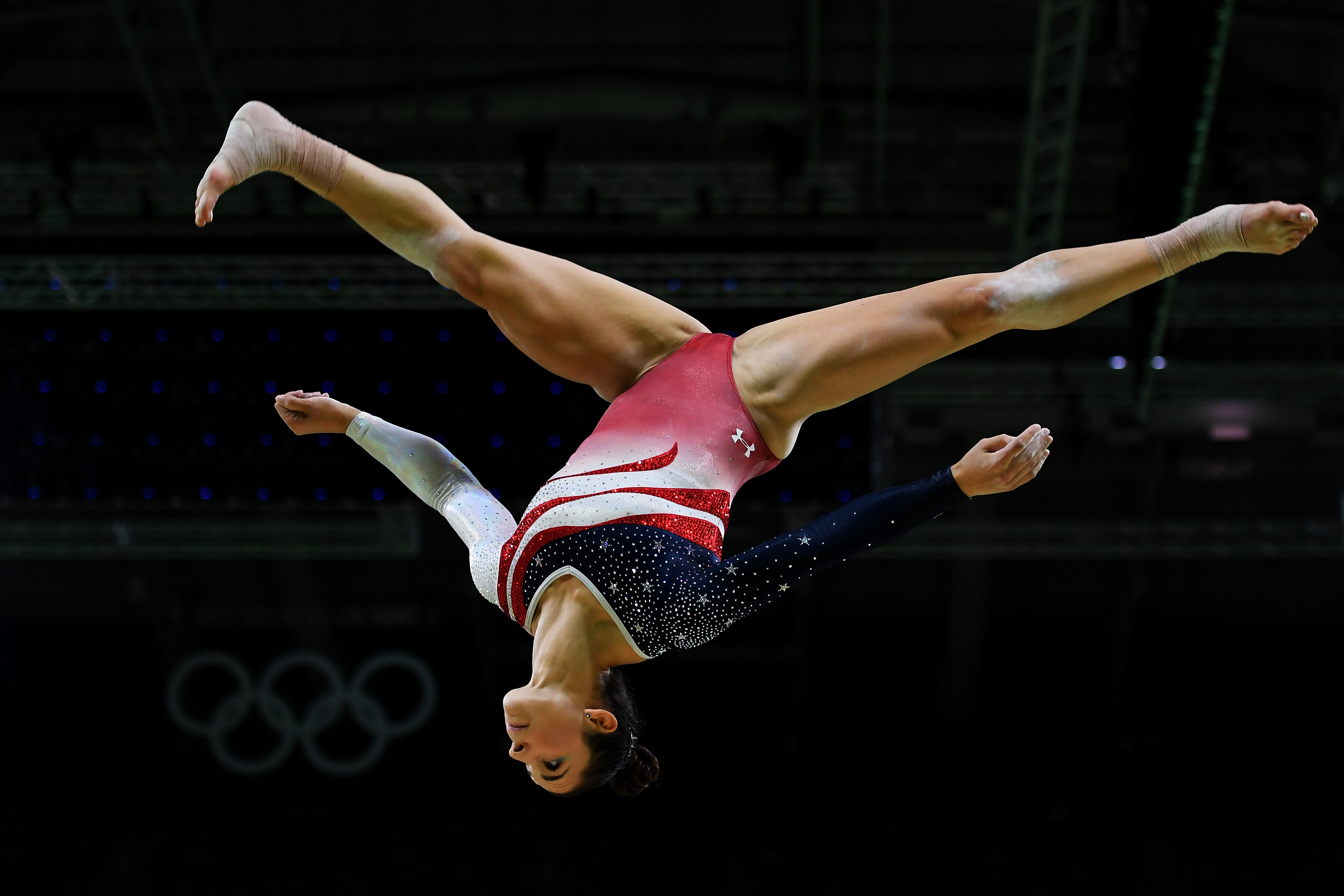 RIO DE JANEIRO, BRAZIL - AUGUST 09: Alexandra Raisman of the United States competes on the balance beam during the Artistic Gymnastics Women's Team Final on Day 4 of the Rio 2016 Olympic Games at the Rio Olympic Arena on August 9, 2016 in Rio de Janeiro, Brazil. (Photo by Laurence Griffiths/Getty Images)
