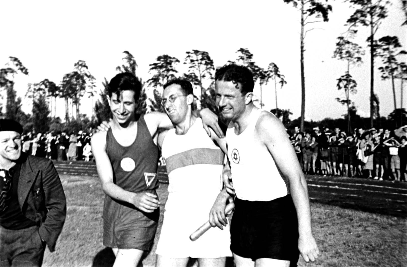 Berlin, Germany, 16 6 1935, Frankenstein, Dreyer and Orgler Track and field athletes at the Maccabi Berlin International Sports Day