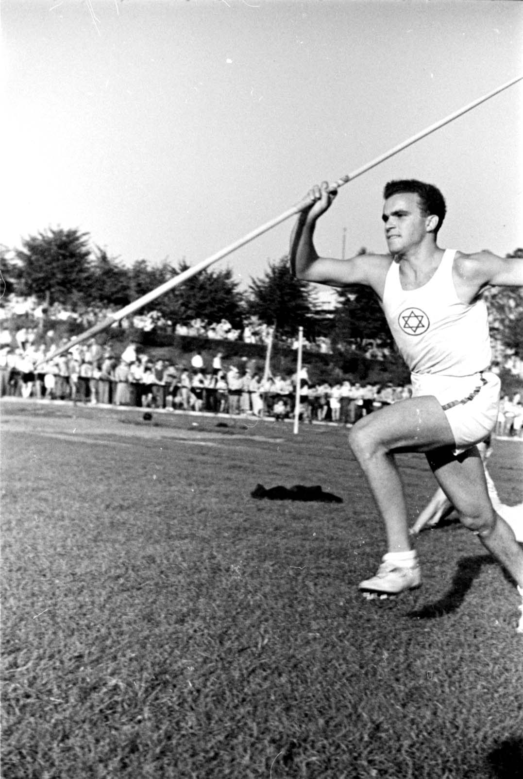 Berlin, Germany, August 1937  A javelin event at a  Maccabi track and field competition