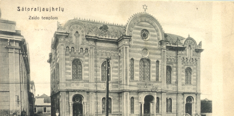 A sátoraljaújhelyi zsinagóga egy háború előtti képeslapon