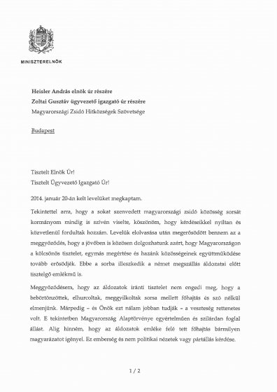 Orbán Viktor levele