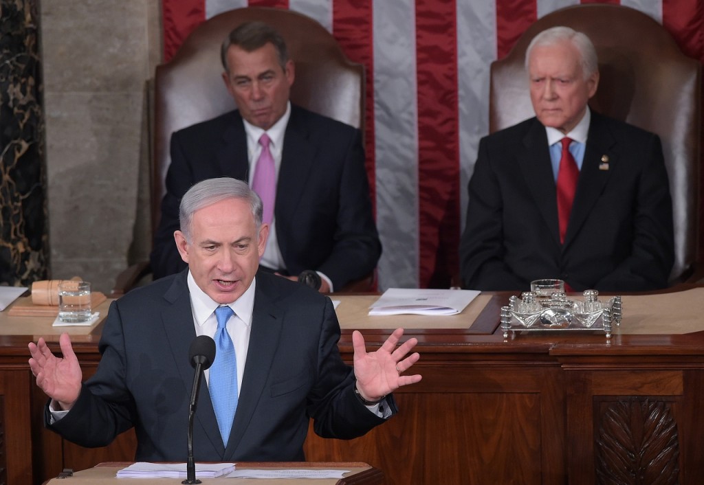 Netanjahu a washingtoni Kongresszusban beszél (AFP PHOTO / MANDEL NGAN
