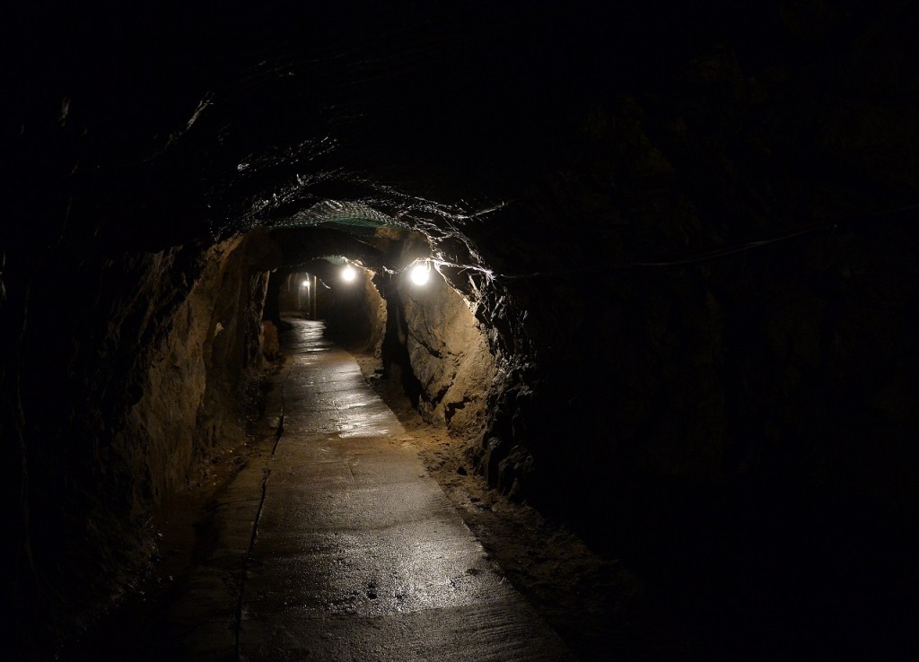 Underground galleries, part of Nazi Germany "Riese" construction project are pictured under the Ksiaz castle in the area where the "Nazi gold train" is supposedly hidden underground, on August 28, 2015 in Walbrzych, Poland. Poland's deputy culture minister on Friday said he was 99 percent sure of the existence of the alleged Nazi train that has set off a gold rush in the country. AFP PHOTO / JANEK SKARZYNSKI