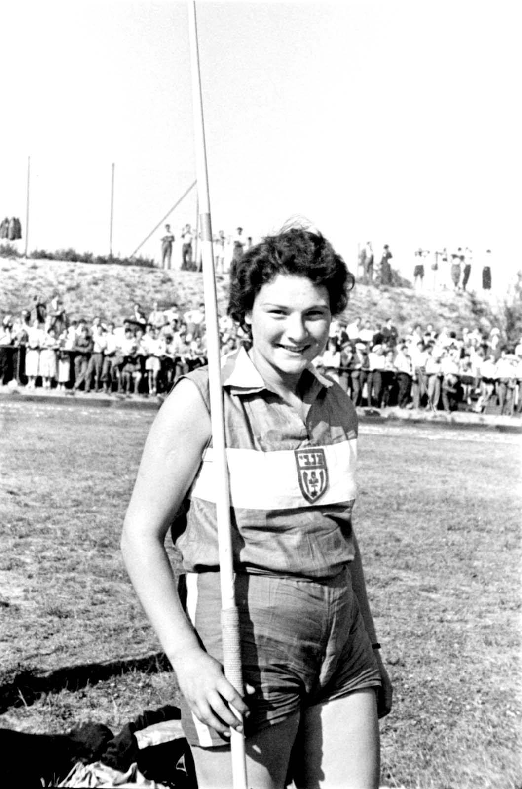 Berlin, Germany, 16 6 1935, Martel Yakob, from Maccabi, with a javelin at the Maccabi Berlin International Sports Day