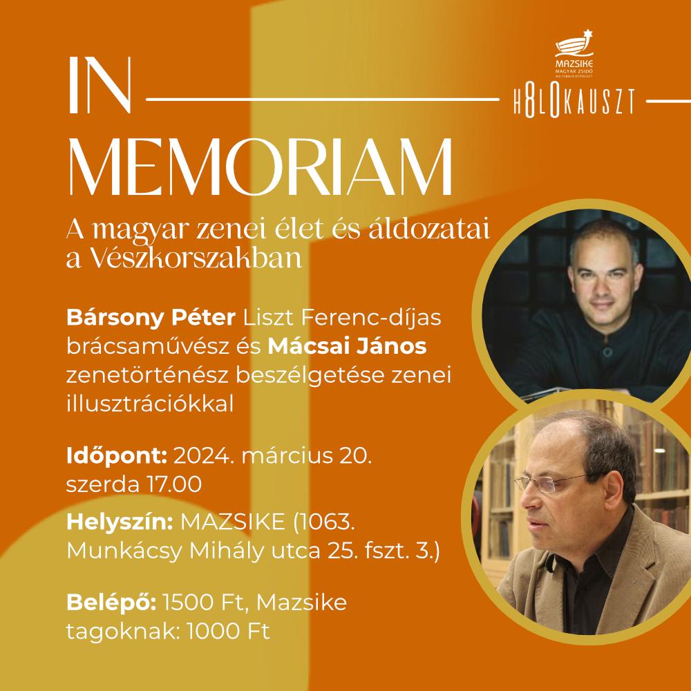 In memoriam – A magyar zenei élet és áldozatai a Vészkorszakban