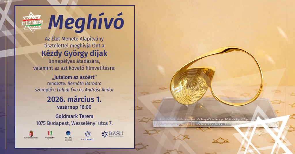 Élet menete – Kézdy György-díjátadó és filmvetítés a Goldmark Teremben