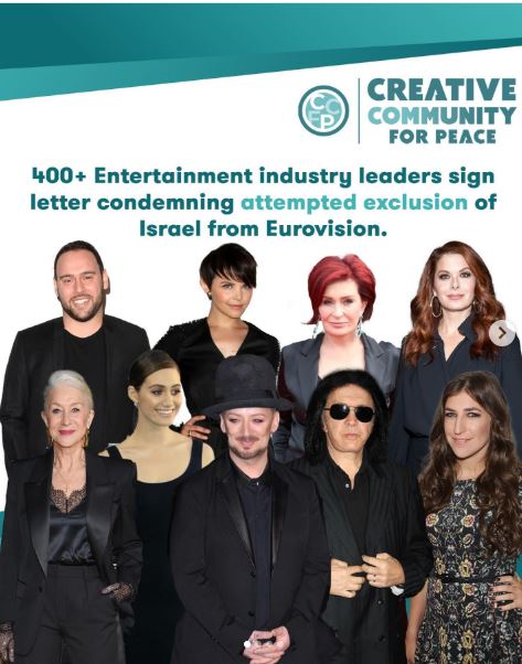 Sok száz híresség nyílt levélben támogatja Izrael részvételét az Eurovíziós Dalfesztiválon